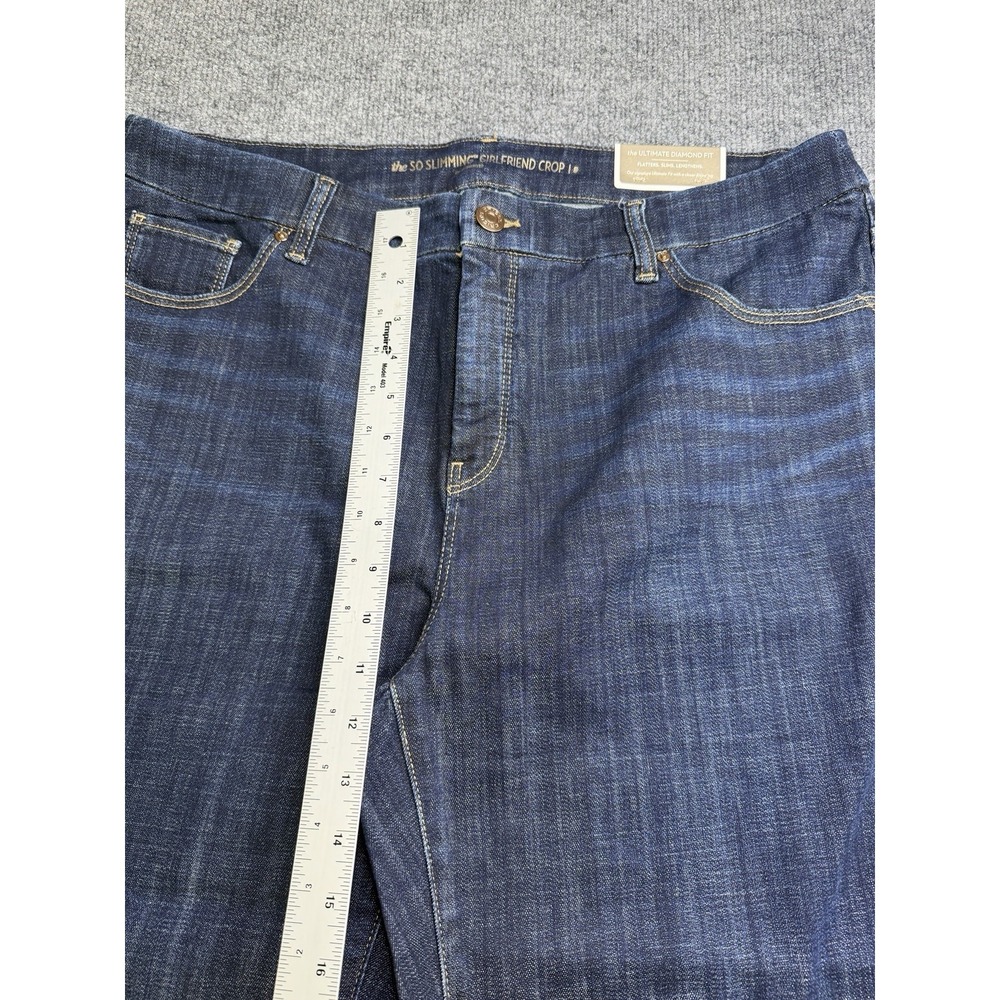 So Slimming By Chico's Women's Dark Wash Girlfriend Crop Blue Jeans Size 3 (XL) - Picture 7 of 13